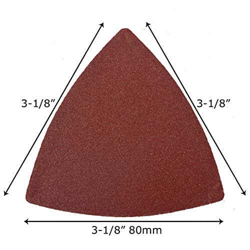 XXGO 60 Pcs 120 Grits Triangular 3-1/8 Inch 80mm Hook & Loop Oscillating Tool Sanding Paper for Wood Sanding Fit 3-1/8 Inch 80mm Triangular Oscillating Multi Tool Sanding Pads XG8020120 - Image 3