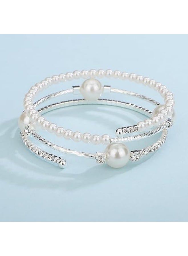 Goolsky سوار كف أنيق من اللؤلؤ وحجر الراين، حجر الميلاد لشهر ديسمبر، موضوع عطلة بسيط، سوار متعدد الطبقات، سبيكة مع حجر تناظري، مجوهرات أزياء نسائية - Image 2