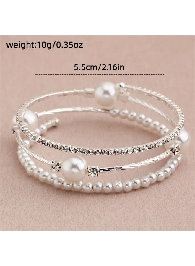 Goolsky سوار كف أنيق من اللؤلؤ وحجر الراين، حجر الميلاد لشهر ديسمبر، موضوع عطلة بسيط، سوار متعدد الطبقات، سبيكة مع حجر تناظري، مجوهرات أزياء نسائية - Image 5