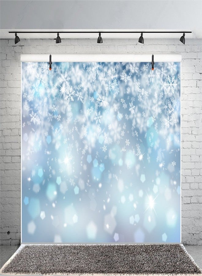LFEEY 7x5ft Falling Snowflake Portrait Backdrops for Photography Winter Ice Snow Flakes Photo Shoot Newborn Kids Baby Adults Wedding Photo Background Vinyl Photo Booth Props - Image 4
