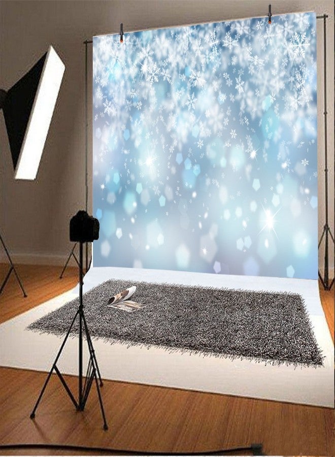 LFEEY 7x5ft Falling Snowflake Portrait Backdrops for Photography Winter Ice Snow Flakes Photo Shoot Newborn Kids Baby Adults Wedding Photo Background Vinyl Photo Booth Props - Image 2