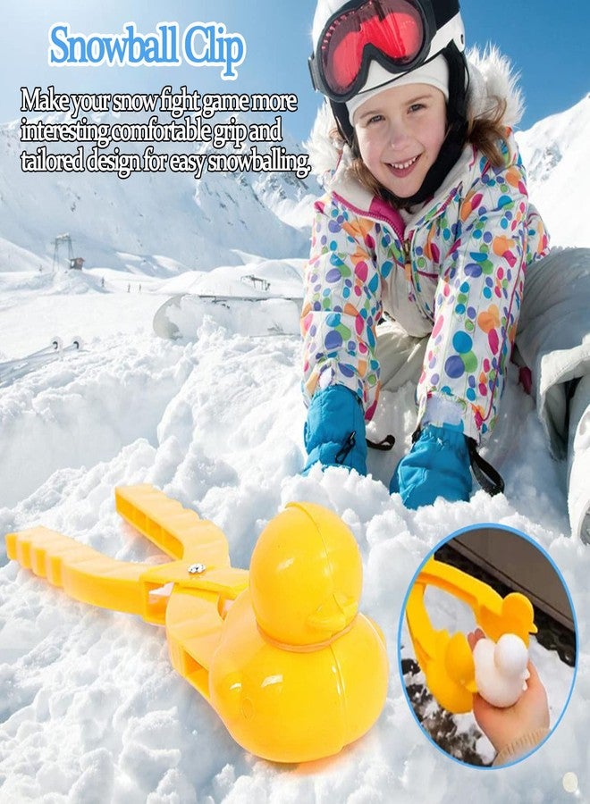 YUGYUJ Snowball Maker Tool with Handle, Cartoon Duck Snowball Maker Clip Snow Ball Toys Perfect for Kids and Adults Snowball Fight Play in Winter at Outdoor (4PC Snowball Maker) - Image 5