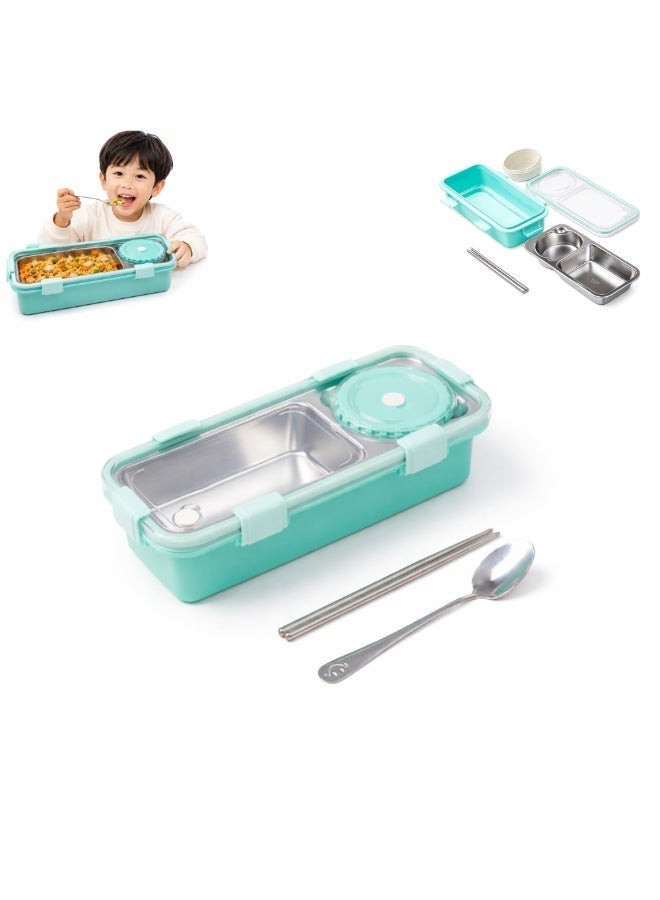 Twisoo Stainless Steel 304 Lunch Box with Gravy Container, 2 Compartment Leakproof Tiffin Box, BPA-Free Food Storage for Kids, School, Office & Travel - Image 1