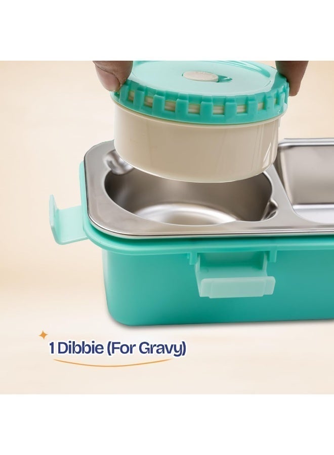 Twisoo Stainless Steel 304 Lunch Box with Gravy Container, 2 Compartment Leakproof Tiffin Box, BPA-Free Food Storage for Kids, School, Office & Travel - Image 5