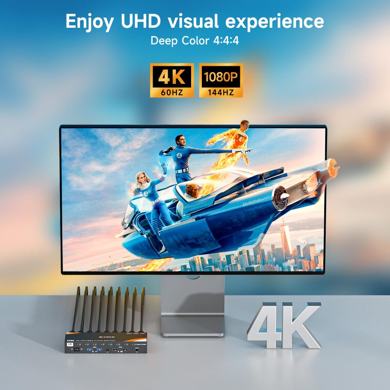 KCEVE HDMI KVM Switch 8 Computers 1 Monitor, 8 Ports USB 3.0 KVM Switcher Support 4K@60Hz for 8 PC Share Keyboard and Mouse, Support Hotkey Switching Way - Image 5