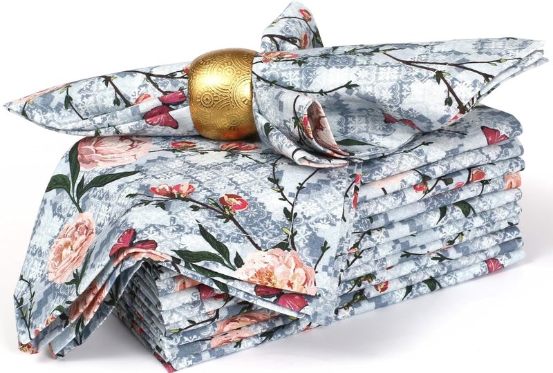 Bedding Craft Cloth Dinner Napkins Set of 12 Birds Design  18x18 Inch Printed Cotton Table Dcor with 1 Fold Reusable Washable Fabric for Parties  Everyday Use - Image 1
