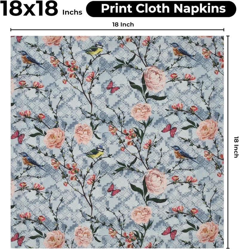 Bedding Craft Cloth Dinner Napkins Set of 12 Birds Design  18x18 Inch Printed Cotton Table Dcor with 1 Fold Reusable Washable Fabric for Parties  Everyday Use - Image 4