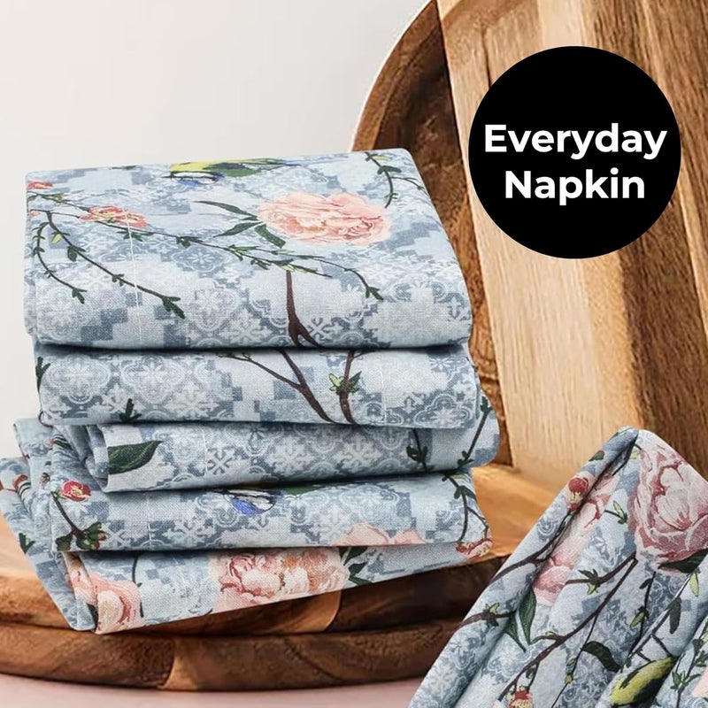 Bedding Craft Cloth Dinner Napkins Set of 12 Birds Design  18x18 Inch Printed Cotton Table Dcor with 1 Fold Reusable Washable Fabric for Parties  Everyday Use - Image 5