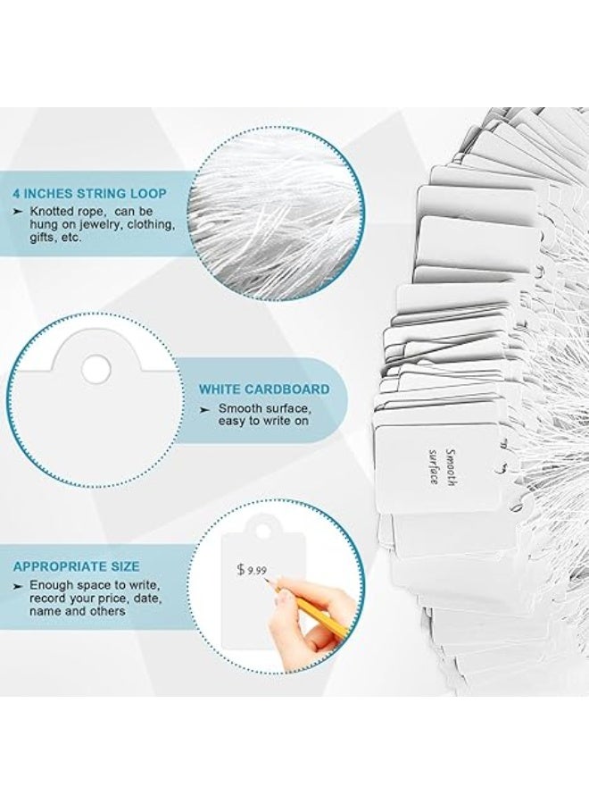 200 Pcs Kraft Price Tags, Writable Blank Marking Labels Display Tags with Elastic Hanging String, 0.87 x 1.38 Inch (White) - Image 3