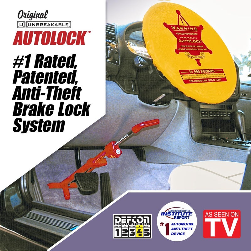 U UNBREAKABLE The Original Unbreakable Autolock Patented Automotive Anti-Theft System, Brake or Clutch Pedal Deadbolt Lock for Cars, Trucks, SUV's, Van Security with 3 Keys - Image 2