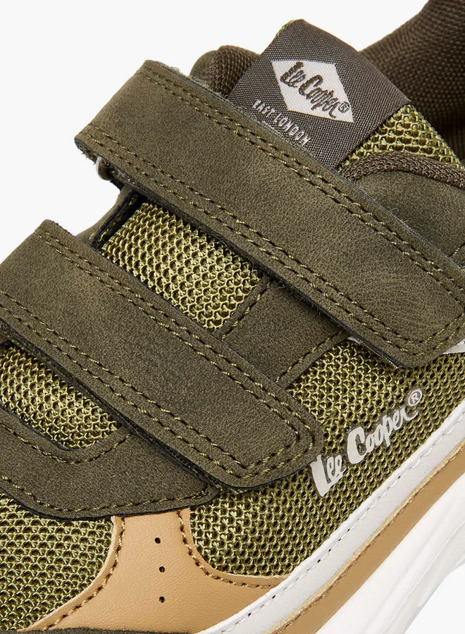 لي كوبر Boys' Panelled Sneakers with Hook and Loop Closure