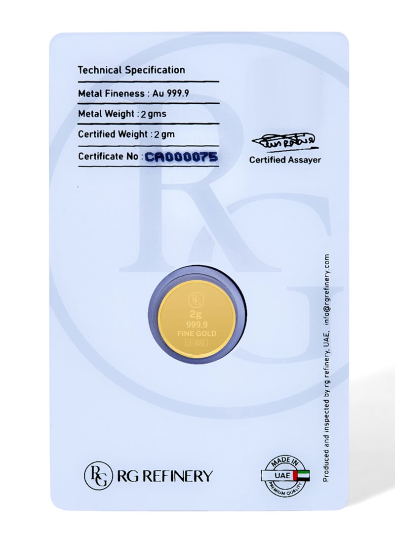 RG REFINERY Rafmoh Bullion 2 Gram 24k Gold Coin with Lakshmi Design - 2 Grams Gold Coin 24KT 999.9 Purity - Image 4