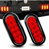 Nilight Nilight TL-01 6" Oval Red LED Tail 2PCS w/Surface Mount Grommets Plugs IP67 Waterproof Stop Brake Turn Trailer Lights  - Image 1