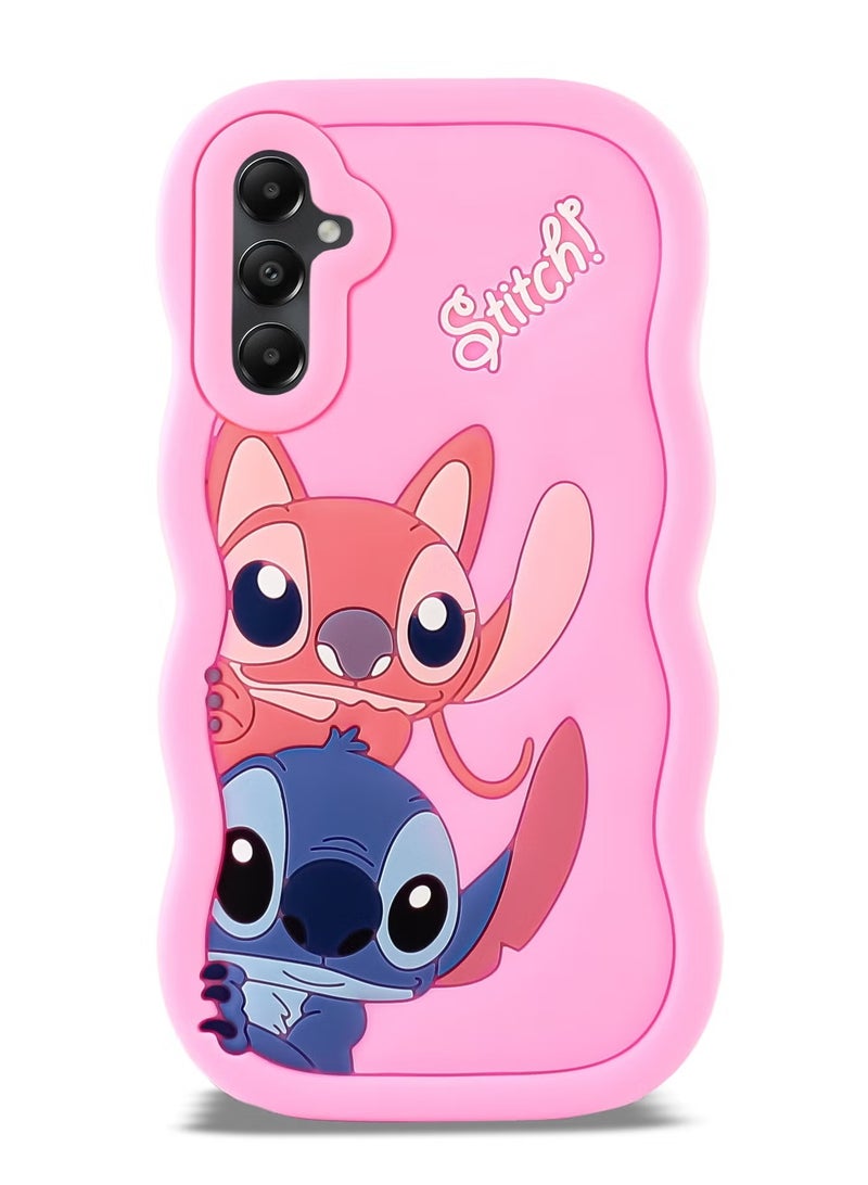 Lilo and Stitch Cartoon 3D Wavy Soft Silicone Phone Case for Samsung Galaxy A26 (Pink)