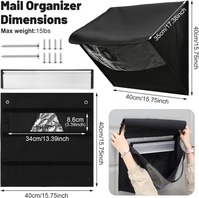 Dntorx 1 Set Mail Slot for Front Door, Aluminum Alloy Mail Slots Cover with Mail Catcher Bag Mail Slot Catcher for Door Mail Slot(12"×2.7",Black) - Image 3