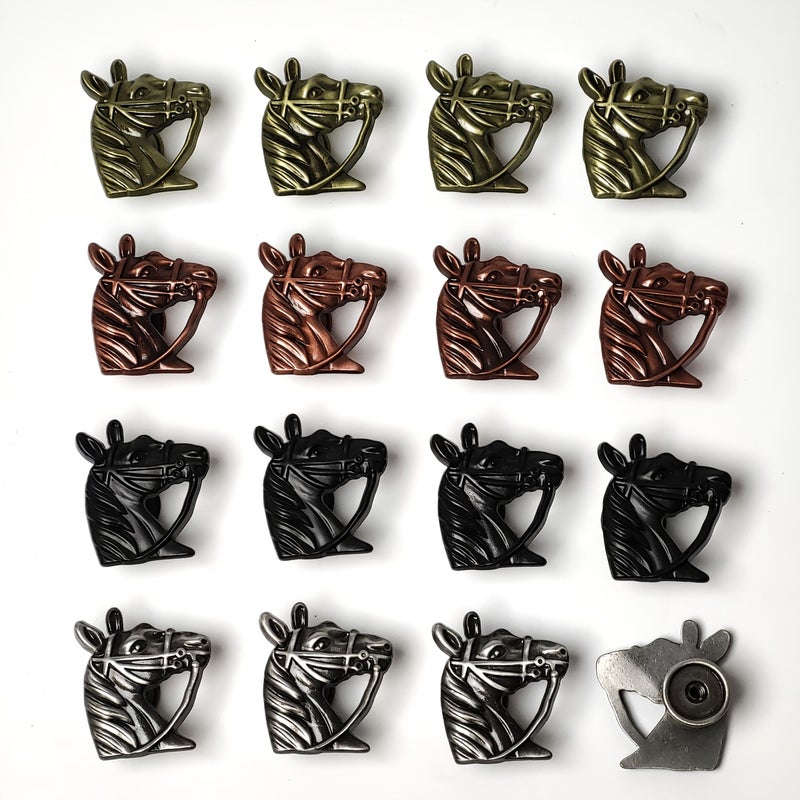 4 Red Copper Horse Shaped Metal Pull Handle Hooks For Storage Boxes Cabinets Drawers - Image 3