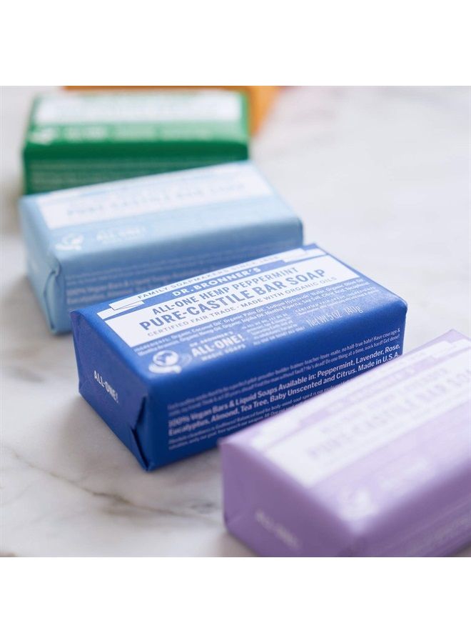 Dr. Bronner's صابون بار بيور كاستيل (نعناع، 5 أونصة، عبوة 2) - مصنوع من زيوت عضوية، للوجه والجسم والشعر، لطيف ومرطب، قابل للتحلل، نباتي، خالي من القسوة، غير معدل وراثيًا - Image 3