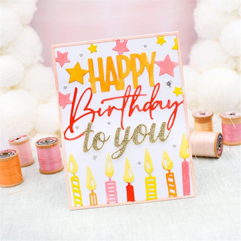 Ammsochy Cutting Dies 3D Background Frame Metal Stencils Scrapbooking Tools DIY Craft Carbon Steel Embossing Template for Paper Card Making Album Arts Supplies (Frame F-Happy Birthday 11.1x14.3cm) - Image 5