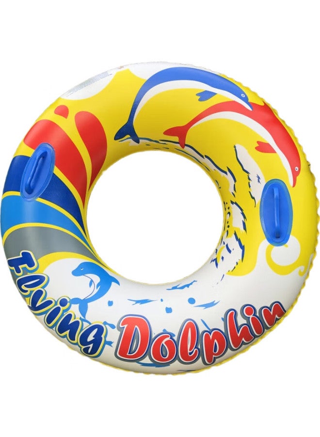 Asorain Extra Thick Colorful Swimming Ring With Handles, Armpit Float, Life Buoy, Cartoon Design For Children And Adults, Men And Women, Water Play Inflatable Ring - Image 3