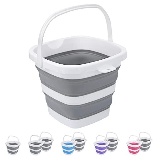 Craftend Collapsible Bucket, 5L 1.3Gallon Small Cleaning Mop Buckets for Household Outdoor Car Washing Tub Plastic Foldable Portable Camping Beach Sand Water Pot Pail Space Saving Square - Image 1