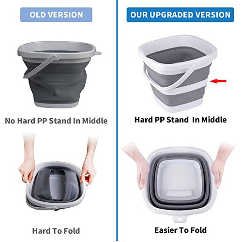 Craftend Collapsible Bucket, 5L 1.3Gallon Small Cleaning Mop Buckets for Household Outdoor Car Washing Tub Plastic Foldable Portable Camping Beach Sand Water Pot Pail Space Saving Square - Image 3