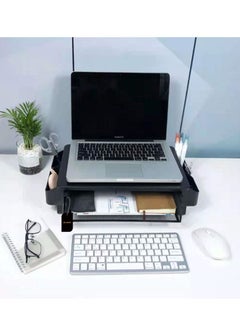 Metal Monitor Stand with Storage Drawer for PC Laptop/Printer Desk Organizer for Home and Office Black