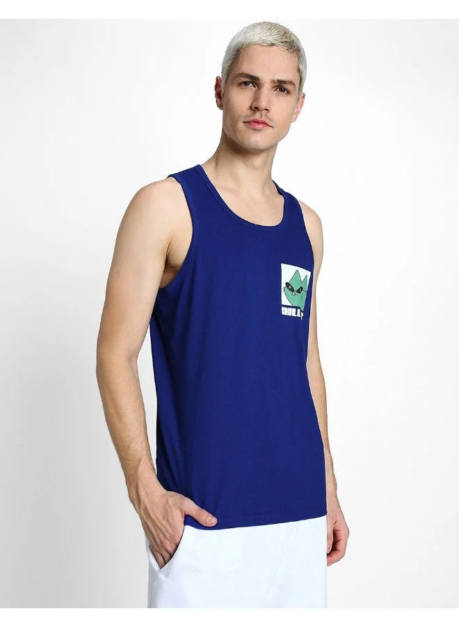 فيردو Veirdo® Pure Cotton Sleeveless Regular Fit Front Pocket Print Placement Scoop Neck Vest for Men & Boys (Available Colors: Swan White, Brown, Black & Royal Blue) (VDVMTW03000061_L)