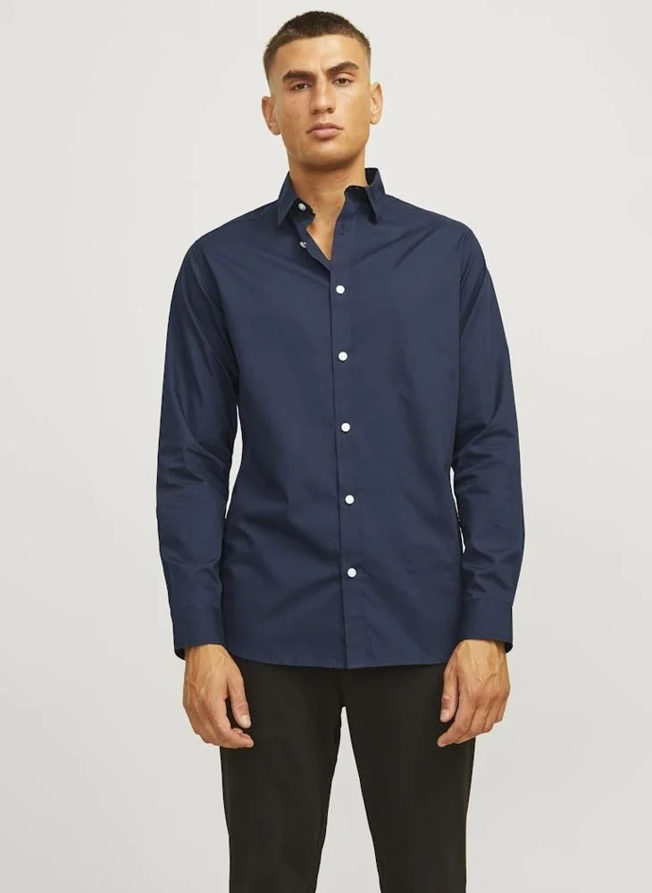 Long sleeve slim fit solid shirt