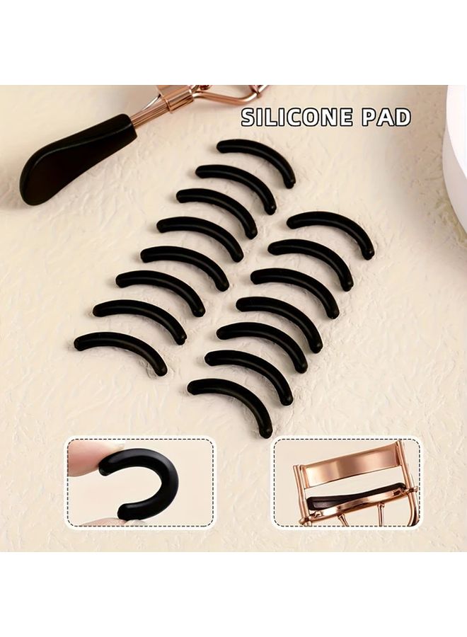 Black Portable Eyelash Curler with 15 Pads Stainless Steel No Harm Curling Lift Lashes Bigger Eyes - Image 4