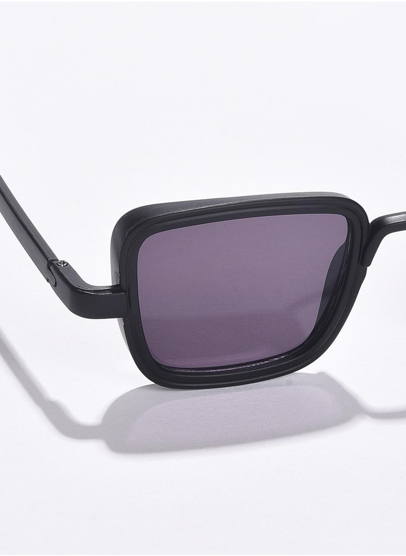 Haute Sauce Black Lens Black Rectangle Sunglasses  - Image 3