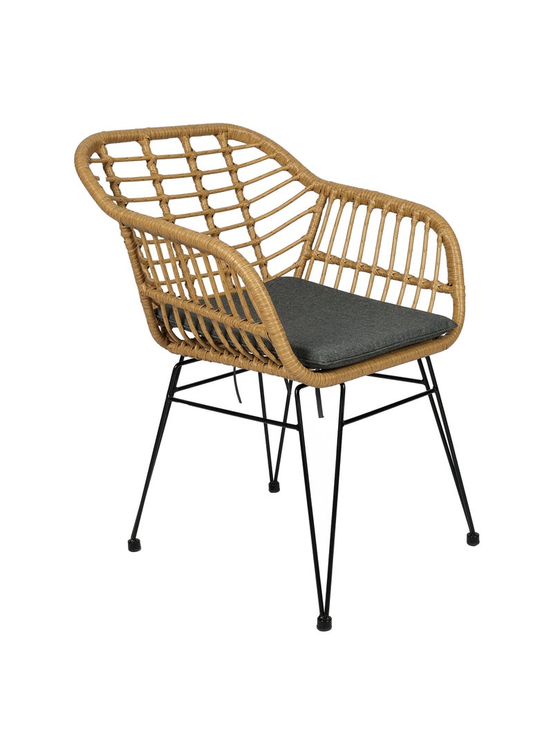 لاني كراسي خارجيةمصنوعة يدويًا للشرفة، مقهى، كرسي طعام، كرسي حديقة استرخاء، تصميم داخلي، إيطاليا كرسي قراءة منزلي من الطراز مع وسادة (مقعد مكون من قطعة واحدة) - Image 1