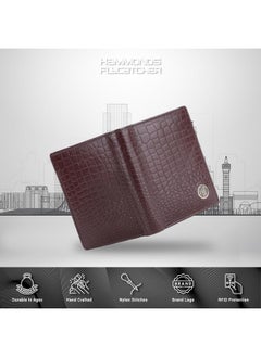 HAMMONDS FLYCATCHER HAMMONDS FLYCATCHER Genuine Leather Wallet for Men - RFID Protected Leather Purse for Men, Money Purse for Men, Bi-Fold Wallet - 3 Card Slots, 2 ID Slots, Coin Pocket, Hidden Pockets - Croc Brown  - Image 3