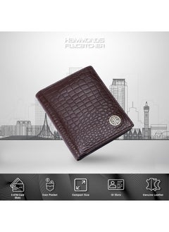 HAMMONDS FLYCATCHER HAMMONDS FLYCATCHER Genuine Leather Wallet for Men - RFID Protected Leather Purse for Men, Money Purse for Men, Bi-Fold Wallet - 3 Card Slots, 2 ID Slots, Coin Pocket, Hidden Pockets - Croc Brown  - Image 4