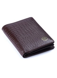HAMMONDS FLYCATCHER HAMMONDS FLYCATCHER Genuine Leather Wallet for Men - RFID Protected Leather Purse for Men, Money Purse for Men, Bi-Fold Wallet - 3 Card Slots, 2 ID Slots, Coin Pocket, Hidden Pockets - Croc Brown  - Image 1