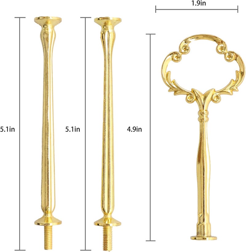 Happy Will 3 Tier 14" Heavy Metal Cake Stand Holder Fruit Plate Stand Fitting Hardware Rod with Stylus (Golden_Sun Flower) - Image 2