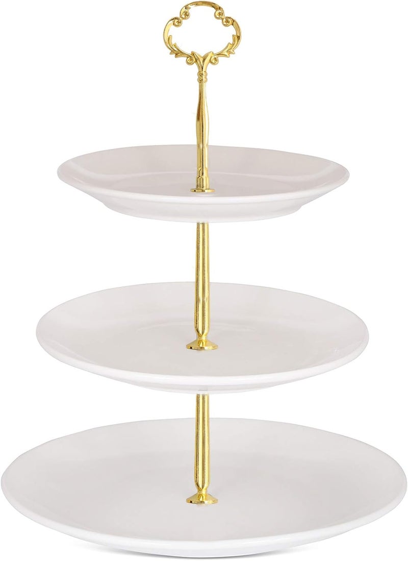 Happy Will 3 Tier 14" Heavy Metal Cake Stand Holder Fruit Plate Stand Fitting Hardware Rod with Stylus (Golden_Sun Flower) - Image 5