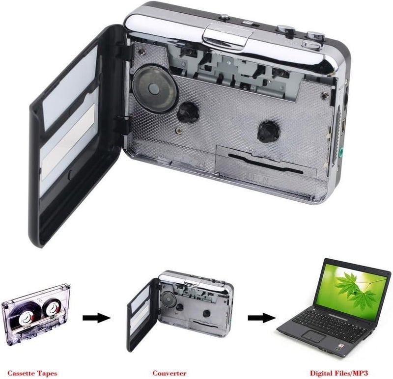 Microware USB Cassette to MP3 Converter Capture, Portable Audio Tape-to-MP3 Player Switcher Converter - Image 4