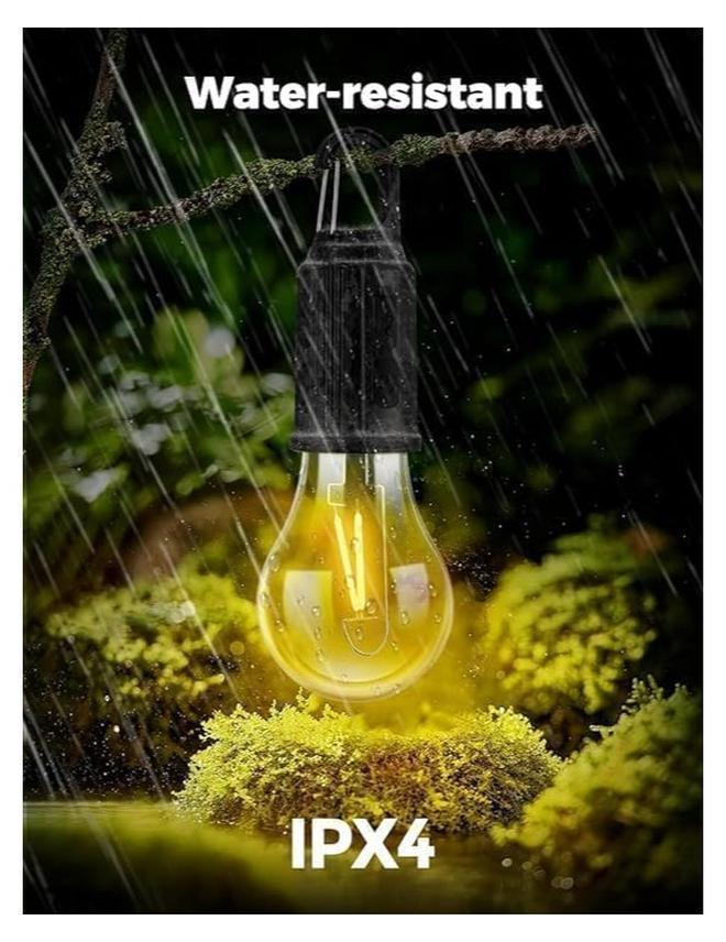 لمبة معلقة غير قابلة للكسر | لمبة طوارئ قابلة لإعادة الشحن عبر USB | لمبة معلقة ديكورية بثلاثة أوضاع إضاءة | مثالية للتخييم، الشرفات، الفناء والداخلية - Image 1