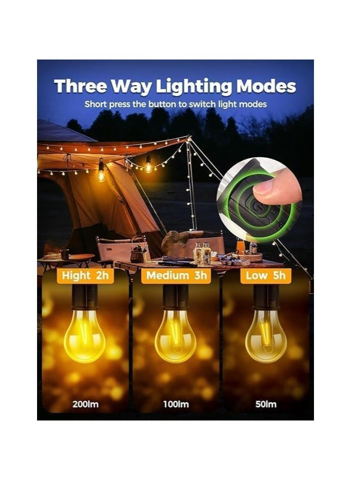 لمبة معلقة غير قابلة للكسر | لمبة طوارئ قابلة لإعادة الشحن عبر USB | لمبة معلقة ديكورية بثلاثة أوضاع إضاءة | مثالية للتخييم، الشرفات، الفناء والداخلية - Image 2