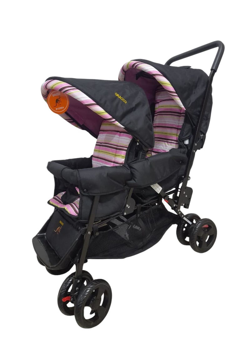 Twin stroller By GOMAA suitable for newborns to 3 years - Black - pzsku/Z8663C9BDDE3A2D29AE68Z/45/_/1740829189/18654b38-bdd3-4567-888e-bd37eb128933