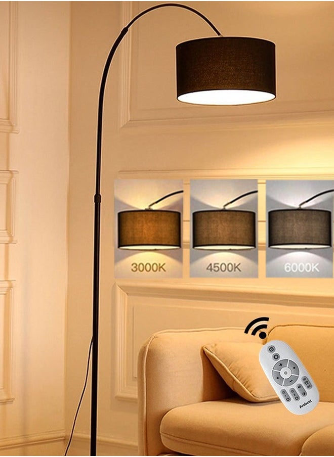 DIDA Floor Lamp for LED Stand Vintage Arc Pole Light with Warm Light Remote Control for Living Room Office Bedroom ‎Marble Metal Black 12W 8-15m  - Image 1