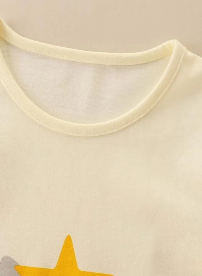 YUNIQEE Off White Printed Long Sleeve Crew Neck T-Shirt