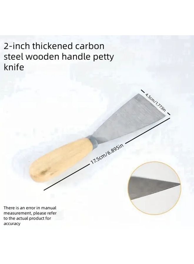 2pcs 2 Inch Ash Knife Wooden Handle Iron Filling Shovel Scraper Thickened Putty Spatula - Image 1