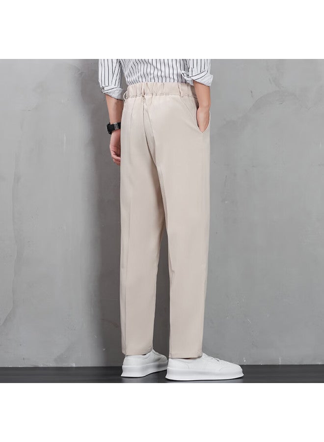 Vancamel Casual Pants For Men, Slim Straight-leg Trendy Business Suit Pants, Versatile Men's Trousers, Apricot Color, 2XL