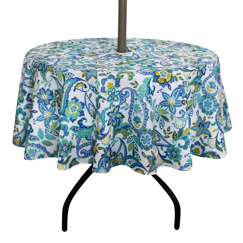EHouseHome Outdoor and Indoor 60inch Round Tablecloth with Umbrella Hole and Zipper Waterproof Zippered Patio Table Cloths SpringSummer Table Covers for Backyard Circular TableBBQsPicnic