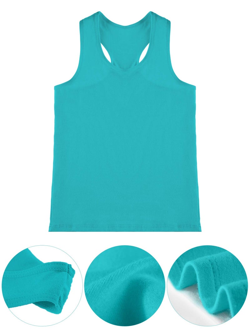 Boao 3 Pieces Girls Dance Tank Top Racerback Crop Tank Top Sleeveless Dance Top for Ballet Gymnastics Dancewear (Black, Rose Red, Green,11-12 Years) - Image 3