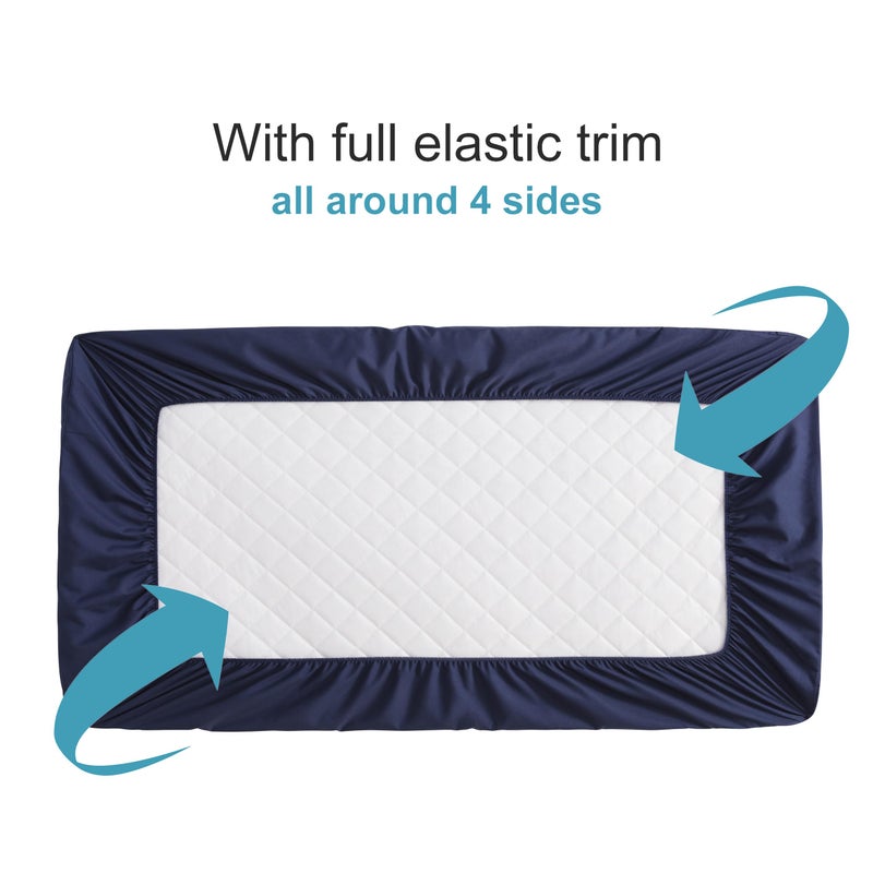 NTBAY 2 Pack Waterproof Mini Crib Mattress Protector  Quilted 24""x38"" Fitted Mattress Cover - Machine Washable - Soft and Breathable Baby Mattress Pad Sheet for Mini Crib and Baby Playards  Navy Blue - Image 2