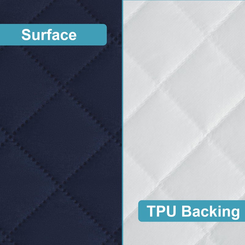 NTBAY 2 Pack Waterproof Mini Crib Mattress Protector  Quilted 24""x38"" Fitted Mattress Cover - Machine Washable - Soft and Breathable Baby Mattress Pad Sheet for Mini Crib and Baby Playards  Navy Blue - Image 3