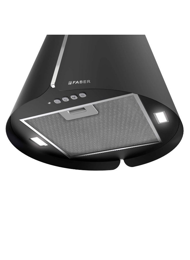 فابر شفاط مطبخ آيلاند ديكوري مقاس 45 سم، بقوة شفط 740 م³/ساعة، 3 سرعات + 1 وضع مكثّف، مزود بإضاءة LED، تصميم أنيق باللون الأسود المطفي، موديل BEAT BK MATT F45 (صناعة إيطالية). - Image 3