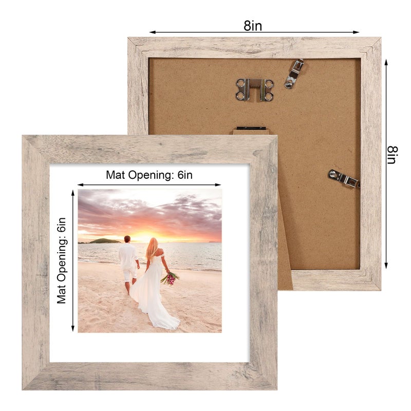 iRahmen إطارات صور Irahmen 8x8 مجموعة من 4 مع دخان زجاجي حقيقي إطارات مربعة رمادية مربعة عرض 6 × 6 مع حصيرة أو 8x8 بدون حصيرة 8 × 8 إطار صور لجدار وجدار شاشة الطاولة - Image 3